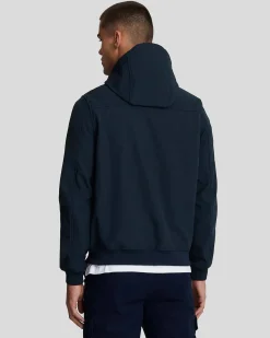 Giubbino Lyle & Scott blu in Soft Shell con cappuccio e interno in pile