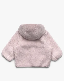 Giubbino teddy K-way Janne Polar rosa cipria con cappuccio