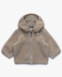 Giubbino teddy K-way Janne Polar taupe con cappuccio