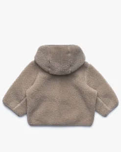Giubbino teddy K-way Janne Polar taupe con cappuccio