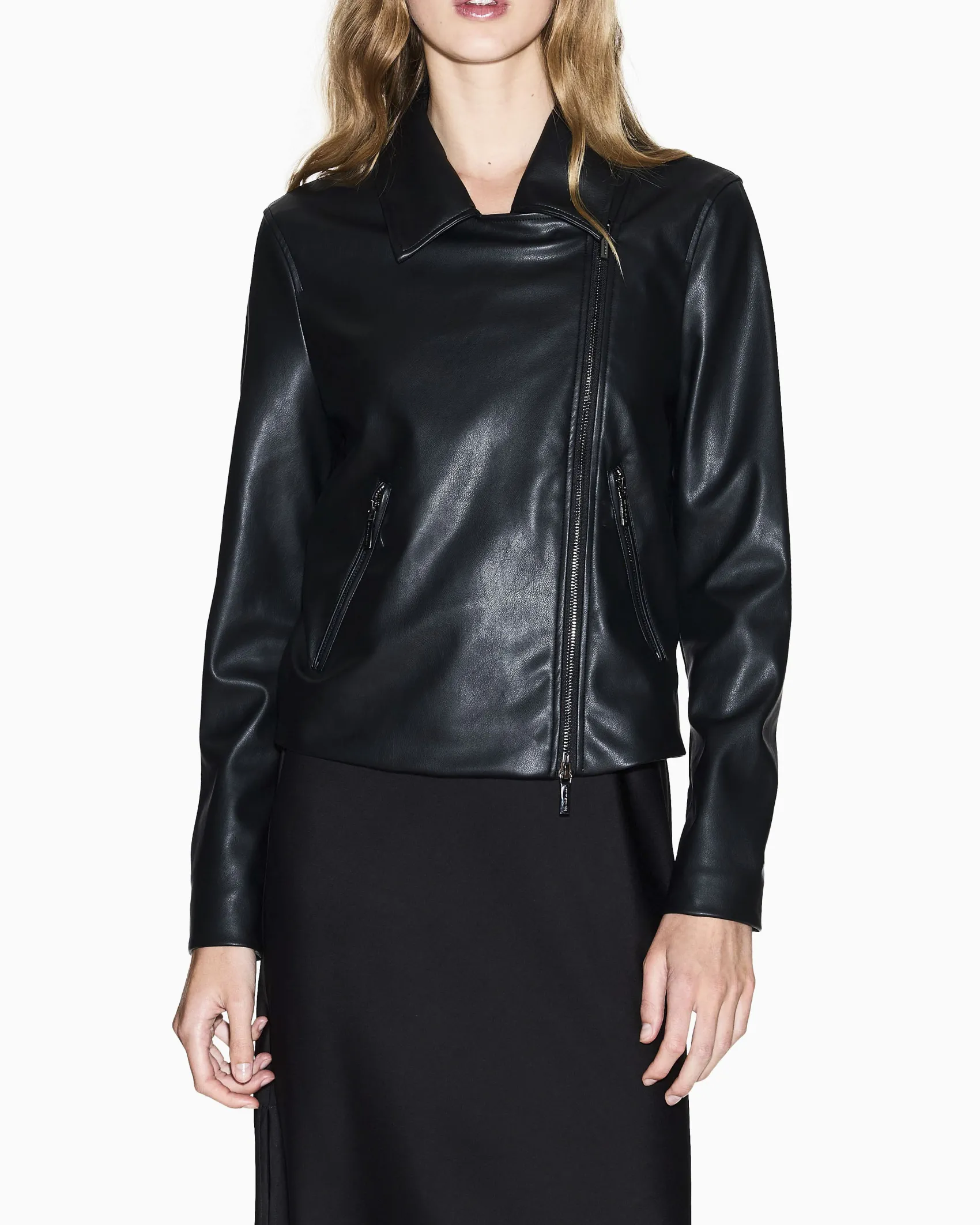 Giubbotto biker Armani Exchange nero in similpelle