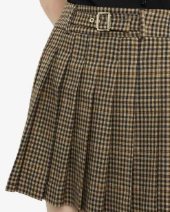 Gonna a pieghe Liu Jo Jeans marrone in misto viscosa a quadri