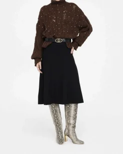 Gonna a ruota Liu Jo Jeans nera in maglia con vita elasticizzata