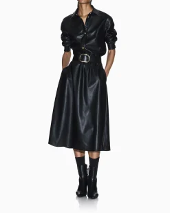 Gonna Armani Exchange nera in similpelle con logo in rilievo