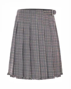 Gonna Kocca in viscosa strech micro pied de poule con balze e cintura