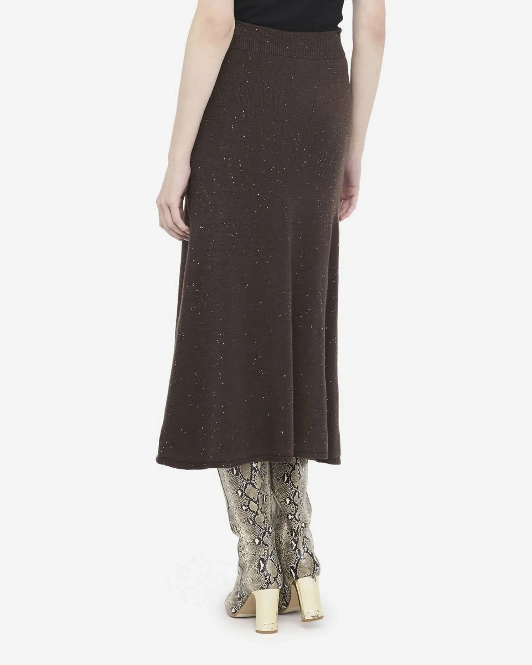 Gonna Liu Jo Jeans marrone in viscosa con dettagli luminosi