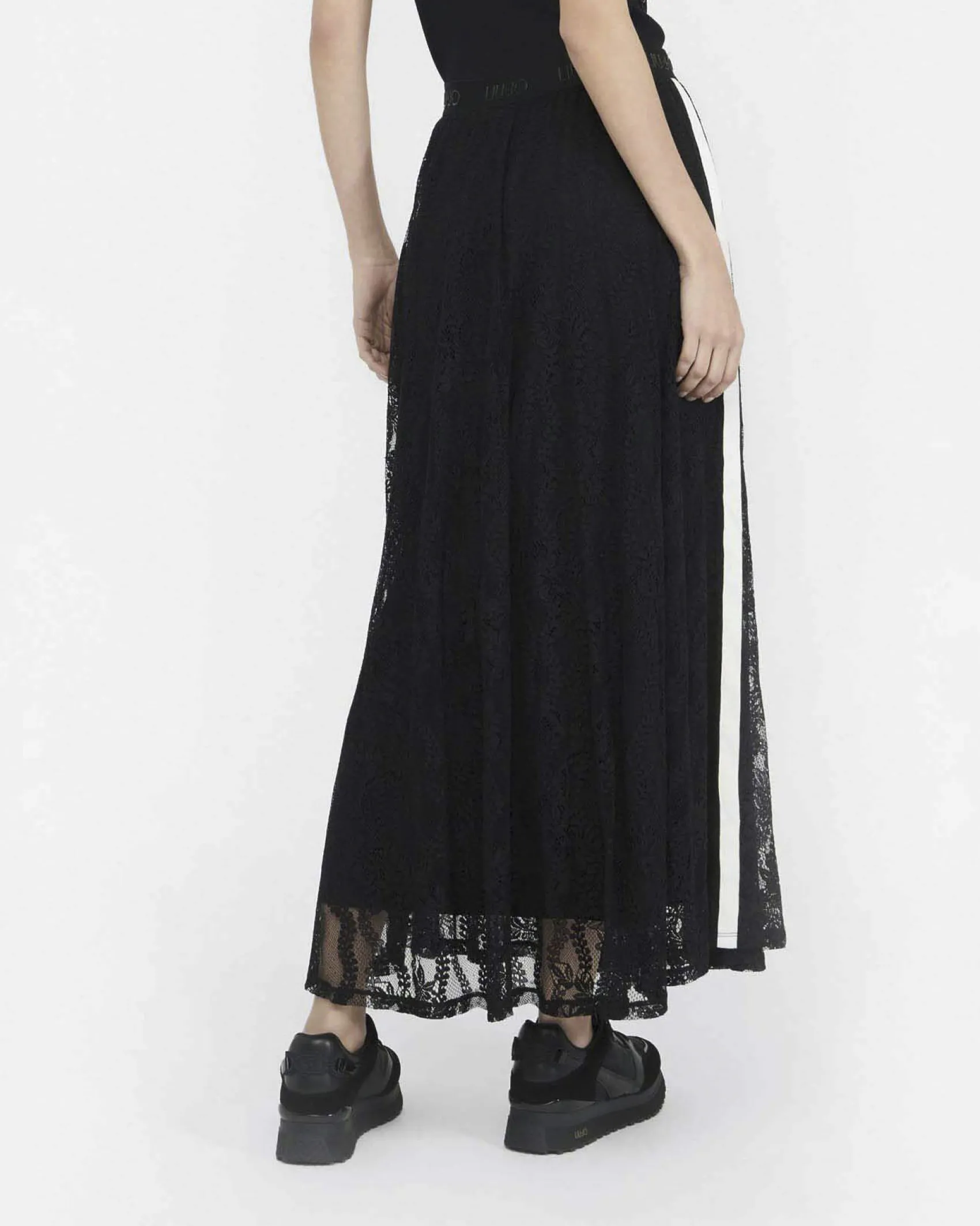 Gonna Liu Jo Sport nera in pizzo con fascia elastica in rilievo