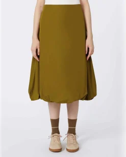Gonna midi a palloncino verde oliva in taffettà antigoccia MM Max Mara