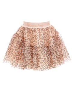 Gonna Monnalisa in tulle con stampa animalier