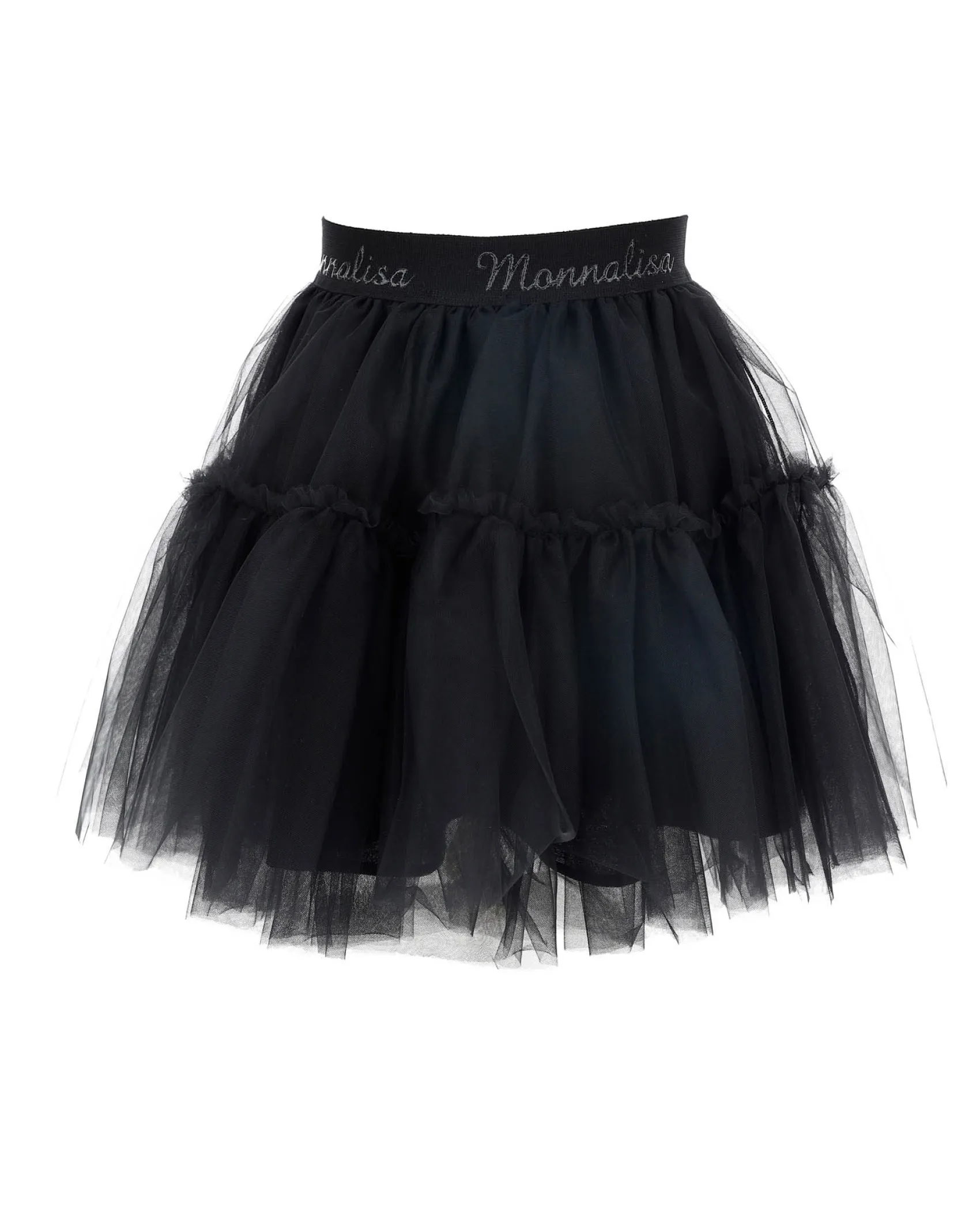 Gonna Monnalisa nera in tulle con balza