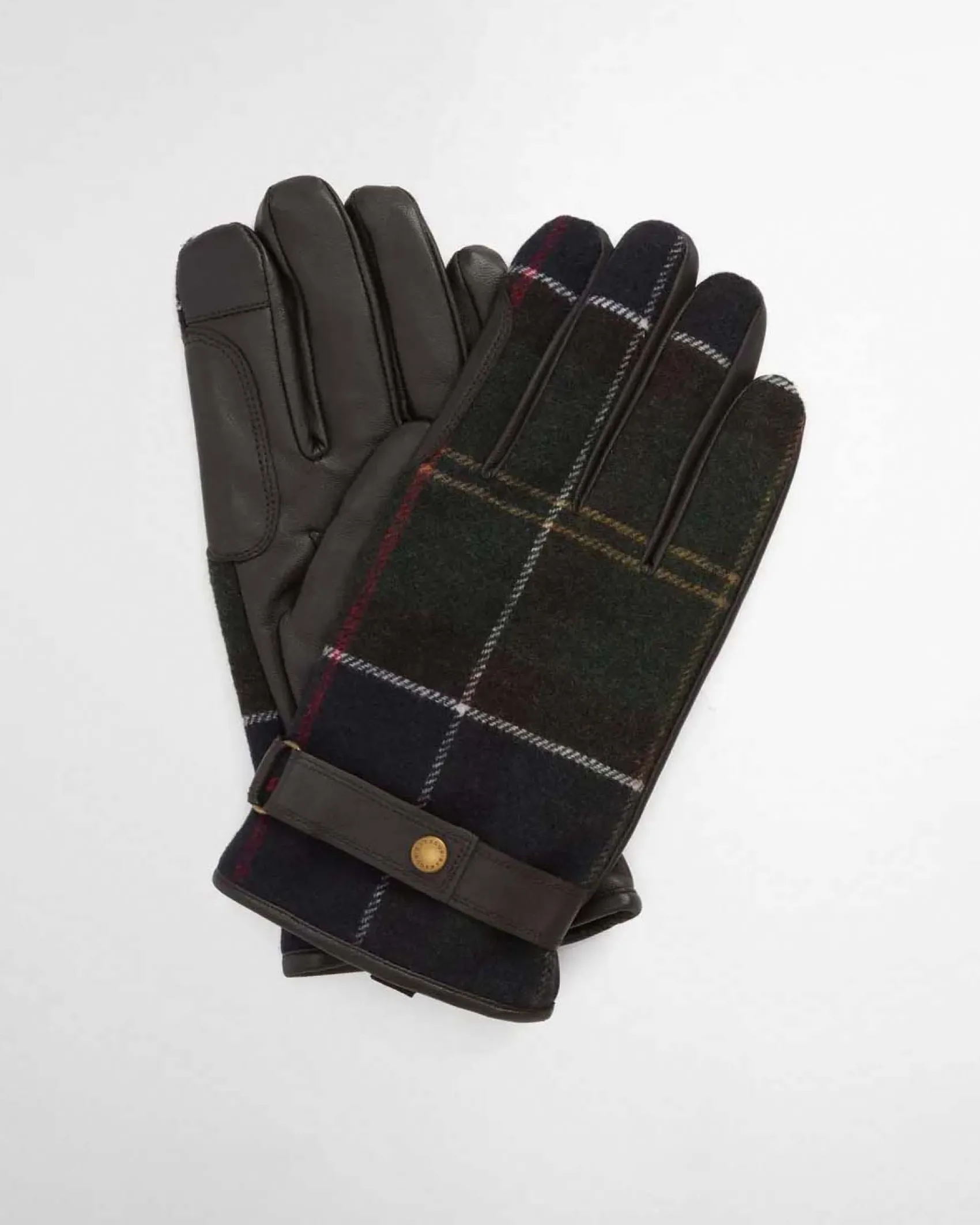 Guanti Barbour in lana tartan check e pelle