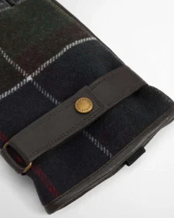 Guanti Barbour in lana tartan check e pelle