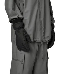 Guanti Rains Insulated Gloves neri in tessuto tecnico impermeabile
