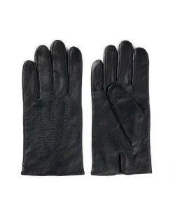 Guanti touchscreen Boss neri in pelle con riprese