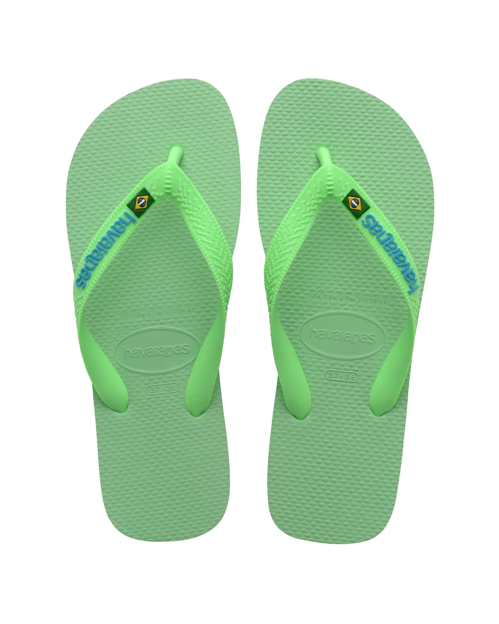Havaianas Brasil logo verde lime con logo azzurro