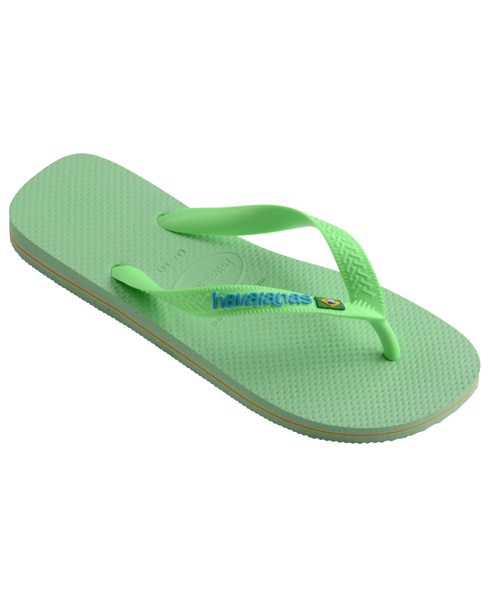 Havaianas Brasil logo verde lime con logo azzurro