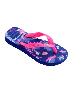 Havaianas Kids Fantasy blu con stampa sirene e fascetta fucsia