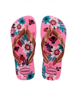 Havaianas Kids Flores rosa con stampa floreale e fascetta bronzo