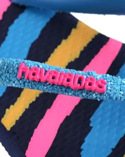 Havaianas Kids Slim Glitter con stampa zebrata multicolor e fascetta azzurra glitterata