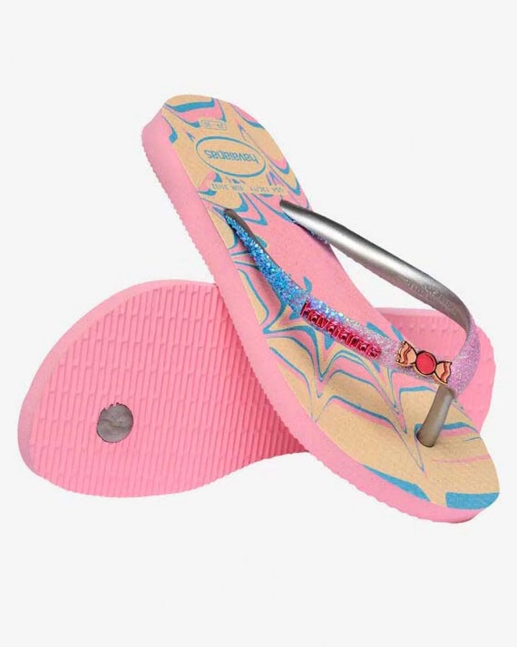 Havaianas Kids Slim Glitter rosa e azzurre