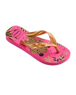 Havaianas Kids Top Pets fucsia con stampa leopardino e fascetta oro