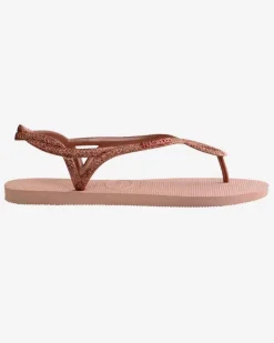 Havaianas Luna Premium II rosa antico con fascetta glitter incrociata e cinturino