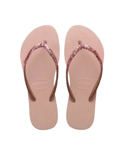 Havaianas Slim Glitter II rosa cipria con fascetta rosa antico glitterata