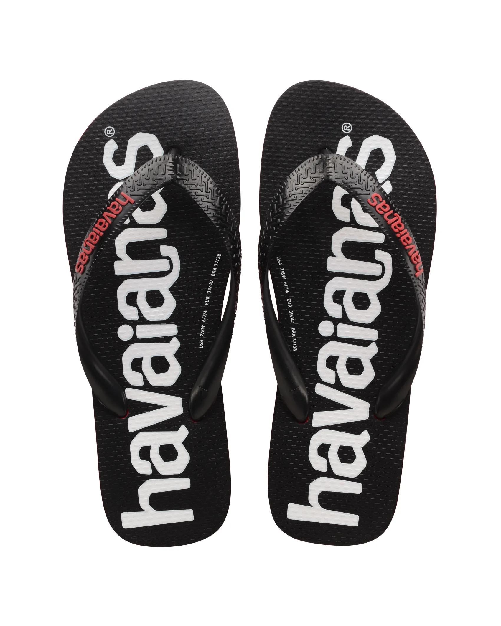 Havaianas Top Logomania nera con logo rosso
