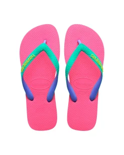 Havaianas Top Mix fucsia con fascetta verde acqua e viola e logo giallo