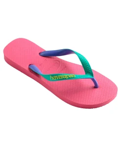 Havaianas Top Mix fucsia con fascetta verde acqua e viola e logo giallo
