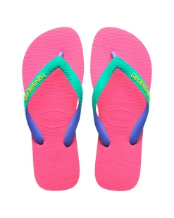 Havaianas Top Mix fucsia con fascetta verde acqua e viola e logo giallo