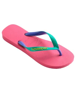 Havaianas Top Mix fucsia con fascetta verde acqua e viola e logo giallo