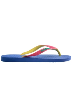 Havaianas Top Mix viola con fascetta fucsia e gialla e logo verde acqua