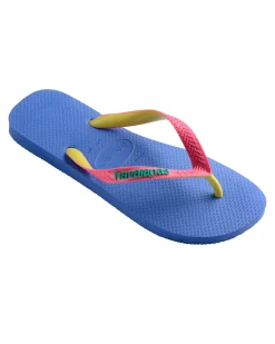 Havaianas Top Mix viola con fascetta fucsia e gialla e logo verde acqua