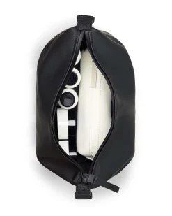 Hilo Wash Bag nero grigio in tessuto impermeabile effetto gommato con cinturini regolabili