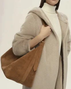 Hobo bag Emme Marella color cuoio in similpelle effetto suede con pochette interna