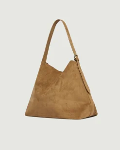 Hobo bag Emme Marella color cuoio in similpelle effetto suede con pochette interna