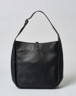 Hobo bag Hlo! nera in suede con chiusura a moschettone