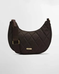 Hobo bag verde scuro Barbour in tessuto trapuntato a rombi con tracolla regolabile