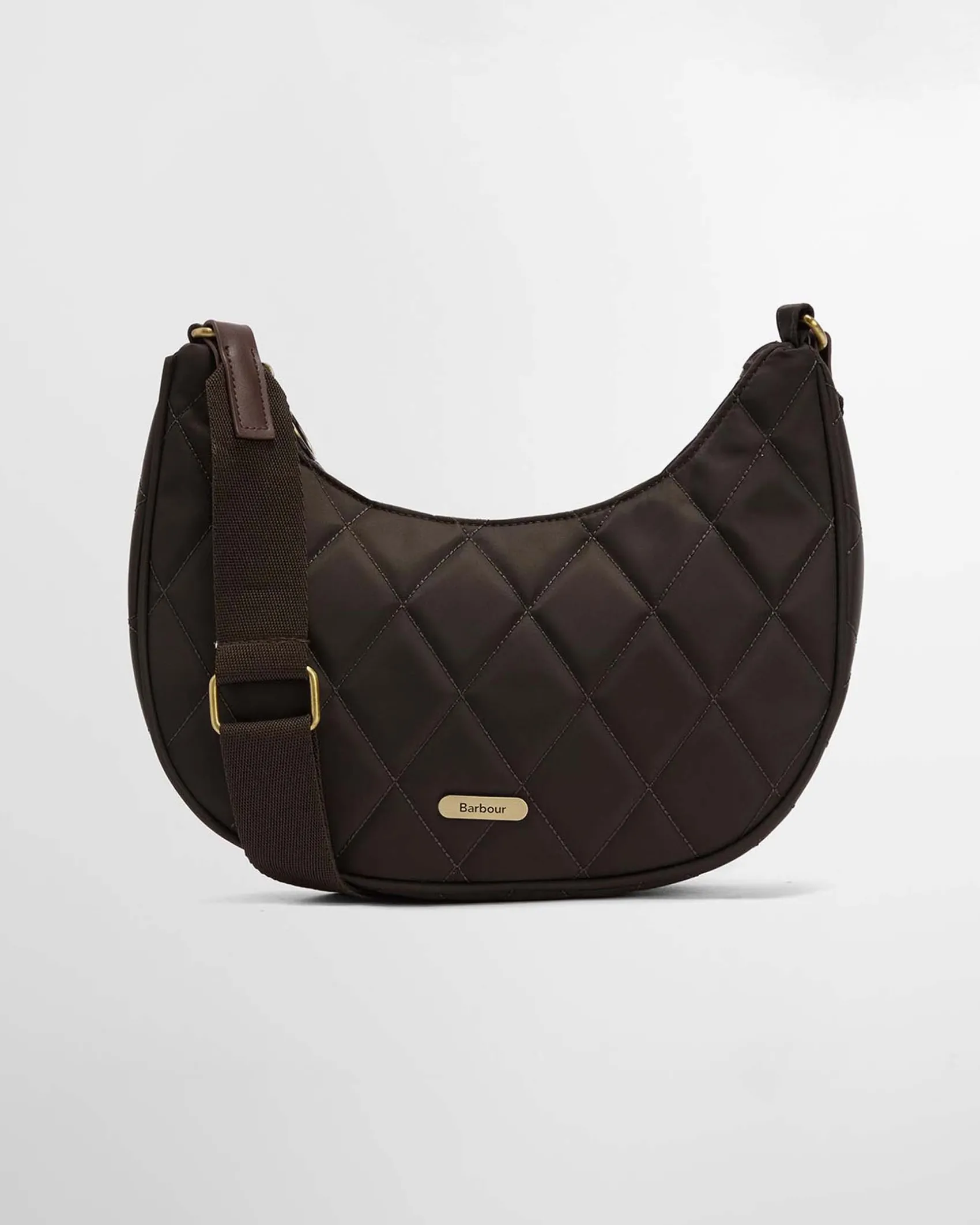 Hobo bag verde scuro Barbour in tessuto trapuntato a rombi con tracolla regolabile