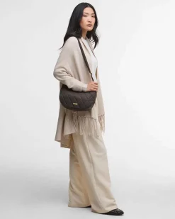Hobo bag verde scuro Barbour in tessuto trapuntato a rombi con tracolla regolabile