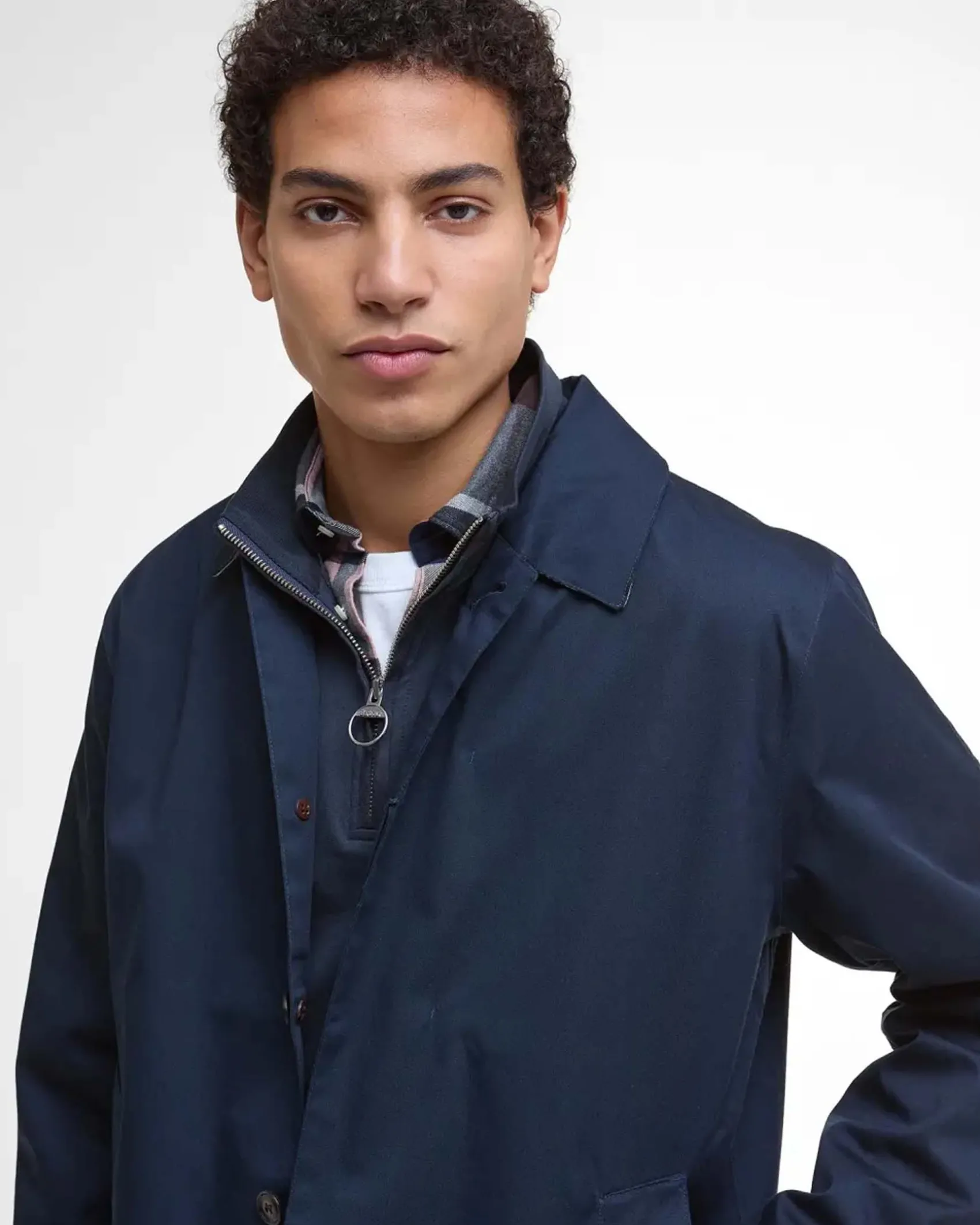 Impermeabile Barbour Lorden blu in misto cotone