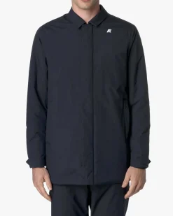 Impermeabile corto K-way Benny Warm Ottoman blu imbottito in piuma