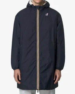 Impermeabile Le Vrai 4.0 Eiffel East Orsetto blu in nylon ripstop idrorepellente con interno in orsetto e cappuccio