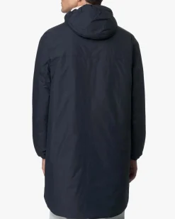 Impermeabile Le Vrai 4.0 Eiffel East Orsetto blu in nylon ripstop idrorepellente con interno in orsetto e cappuccio