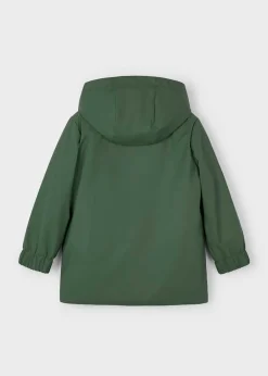 Impermeabile Mayoral verde oliva foderato in pile con cappuccio e maxi tasche