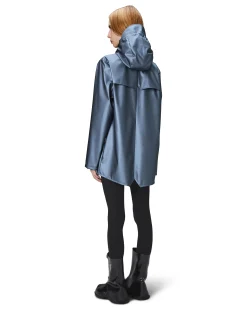 Jacket impermeabile color avio effetto metallizzato con cappuccio
