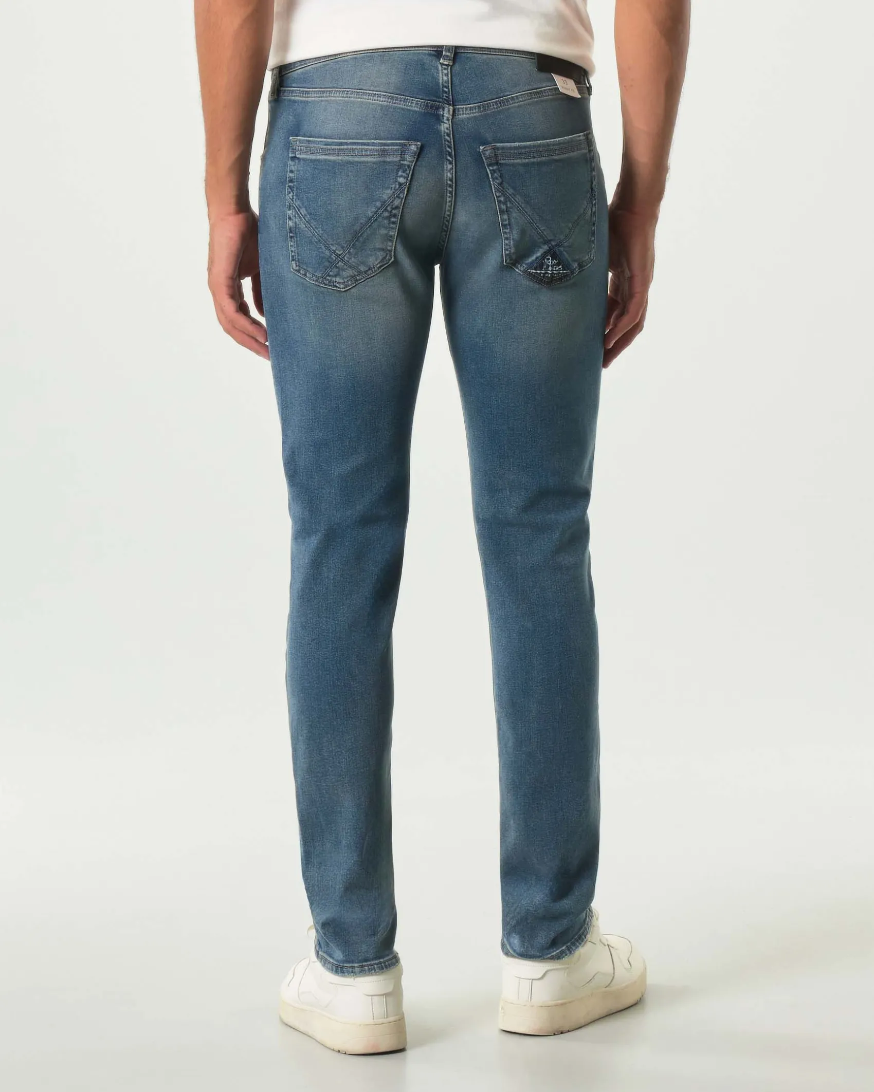 Jeans 317 Roy Roger's skinny-fit in cotone stretch lavaggio medio Bangor con sabbiature