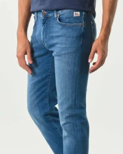 Jeans 517 Roy Roger's slim-fit in cotone stretch lavaggio Dylan chiaro con baffature