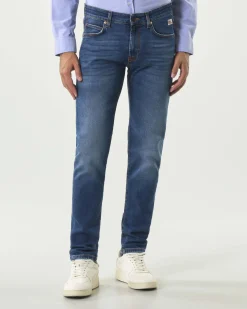 Jeans 517 Roy Roger's slim-fit in cotone stretch lavaggio Lowel scuro con baffature